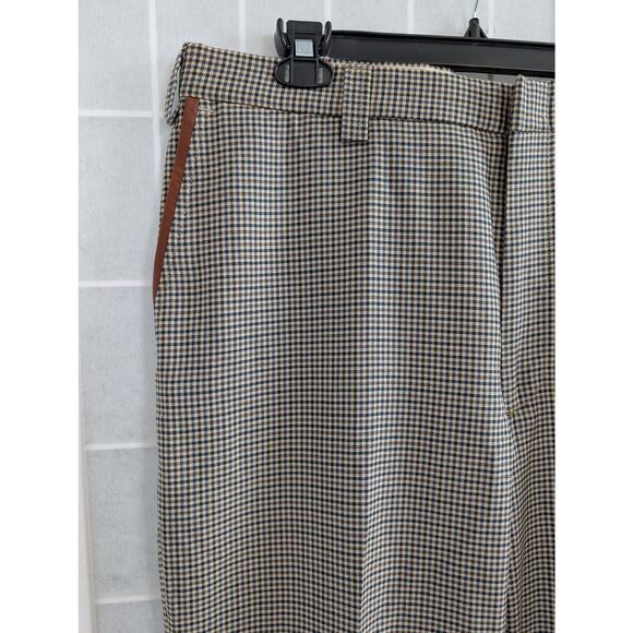 Orvis Plain Front 100% Wool Check Trousers Pleated Pants Mens Size 38x32 - Picture 1 of 6